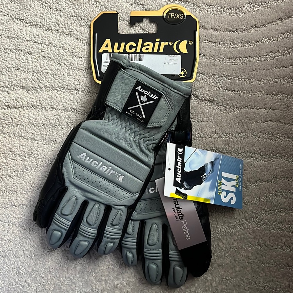 BRAND NEW AUCLAIR LEATHER SKI SNOWBOARD GLOVES THINSULATE PLATINUM SIZE XS